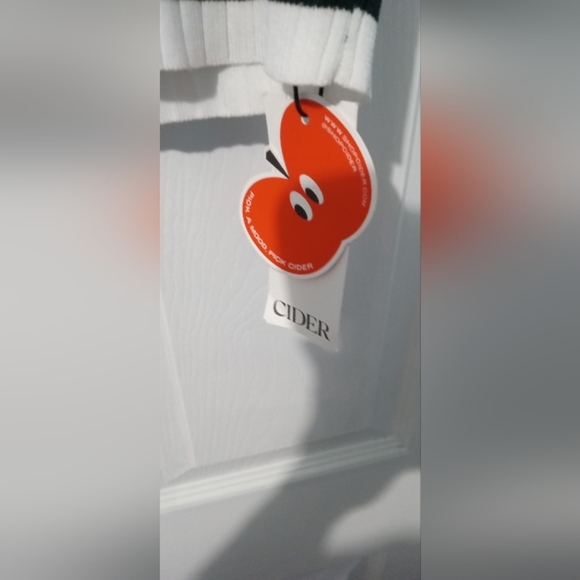 Cider Green and White Crop Top Sporty V-Neck - Picture 2 of 4